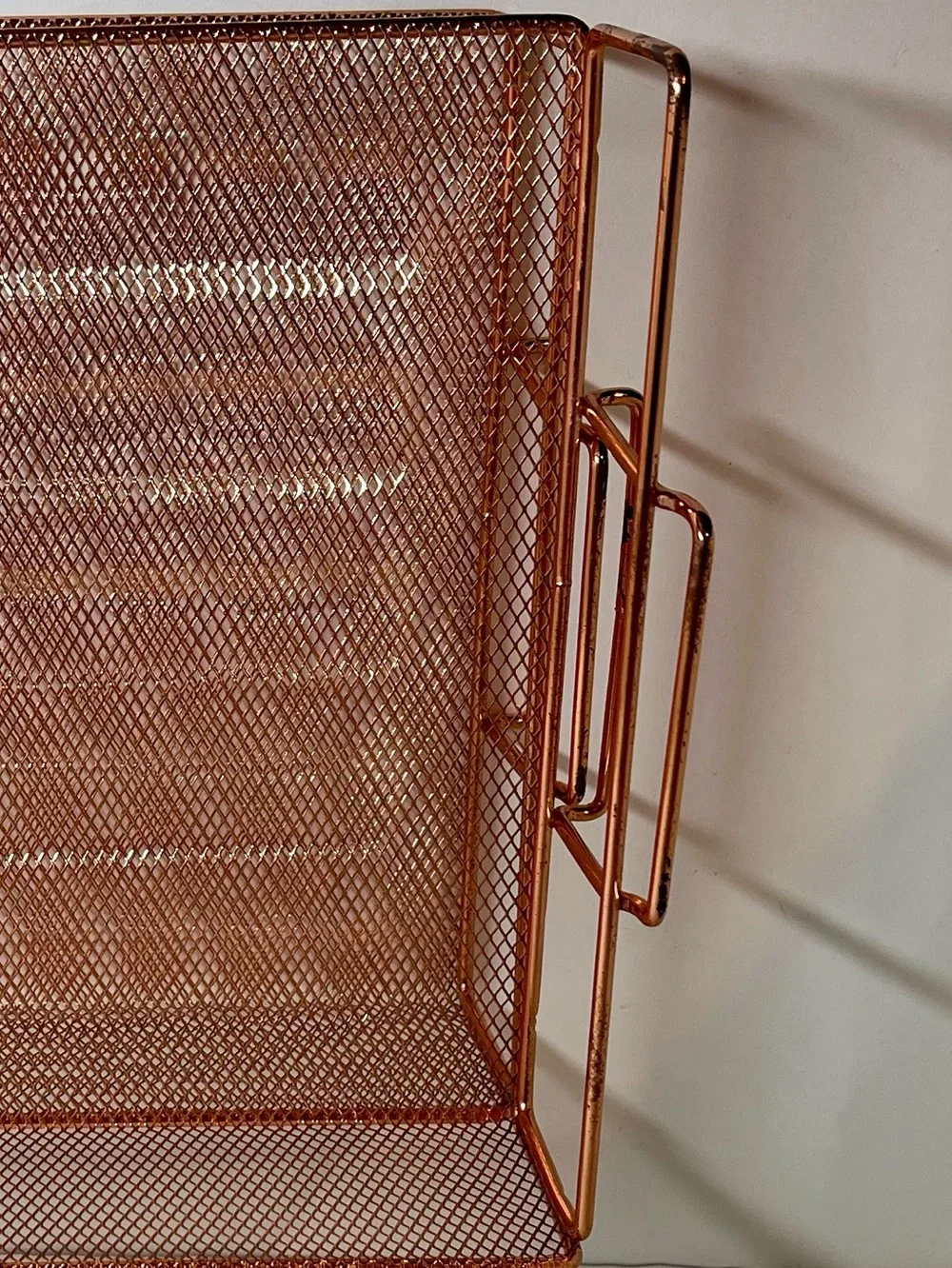 Copper-Tone Mesh/Metal Stackable Trays (2) Multipurpose/Stylish for Home/Office
